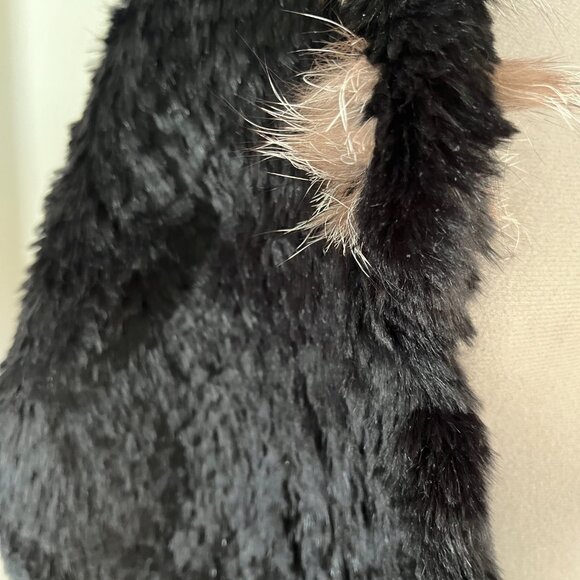 VTG Preston & York Black and Tan Rabbit and Fox Fur Shrug Wrap - Picture 8 of 9